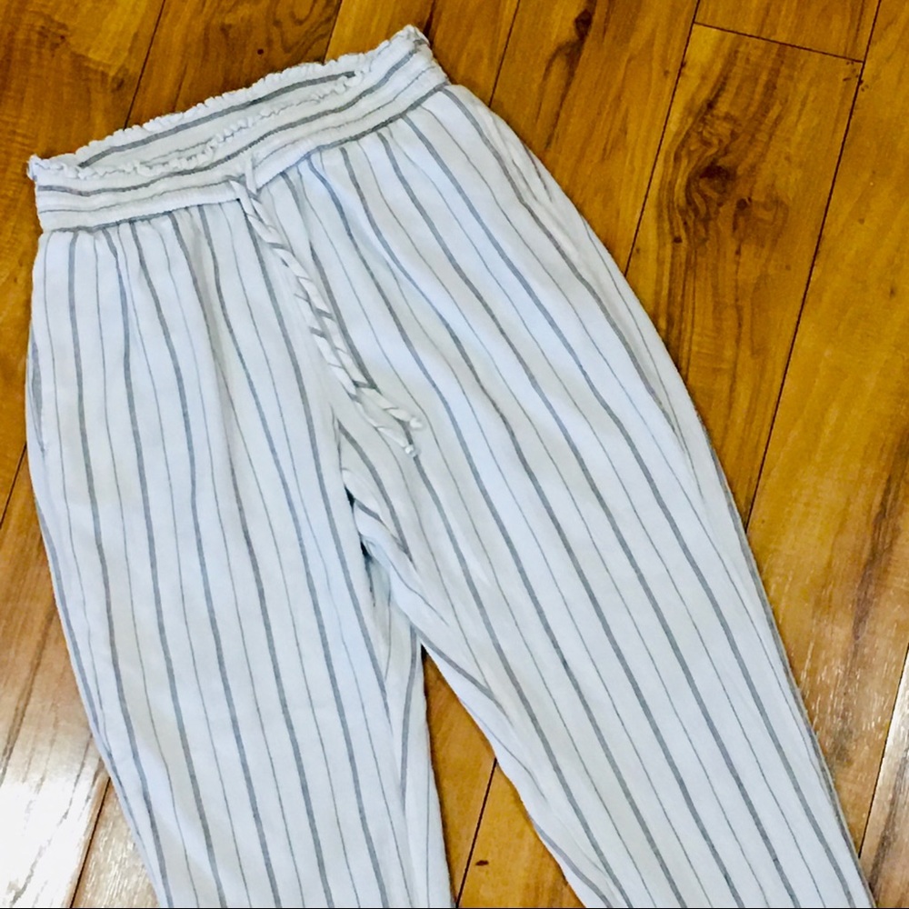 American Eagle AEO linen beach pants coastal stripes small -26 inseam
